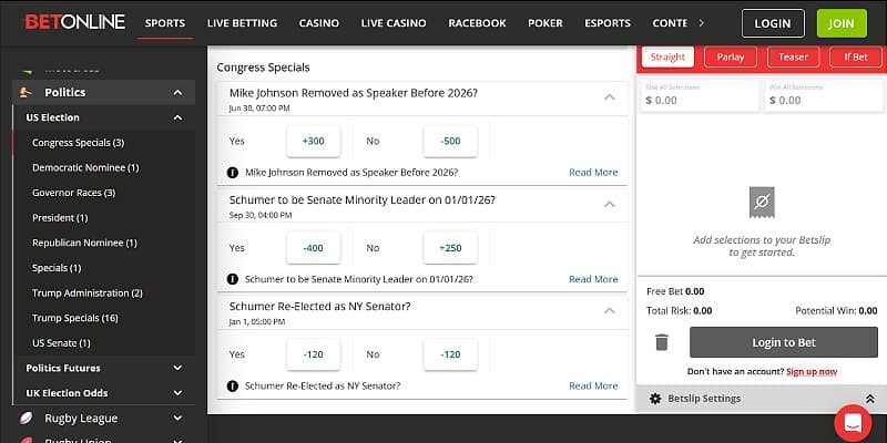 BetOnline Sports US - Politics