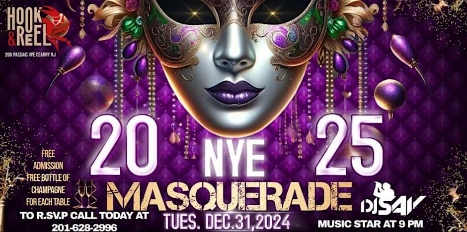 RING IN 2025 AT HOOK & REEL KEARNY, NJ | Masquerade Ball