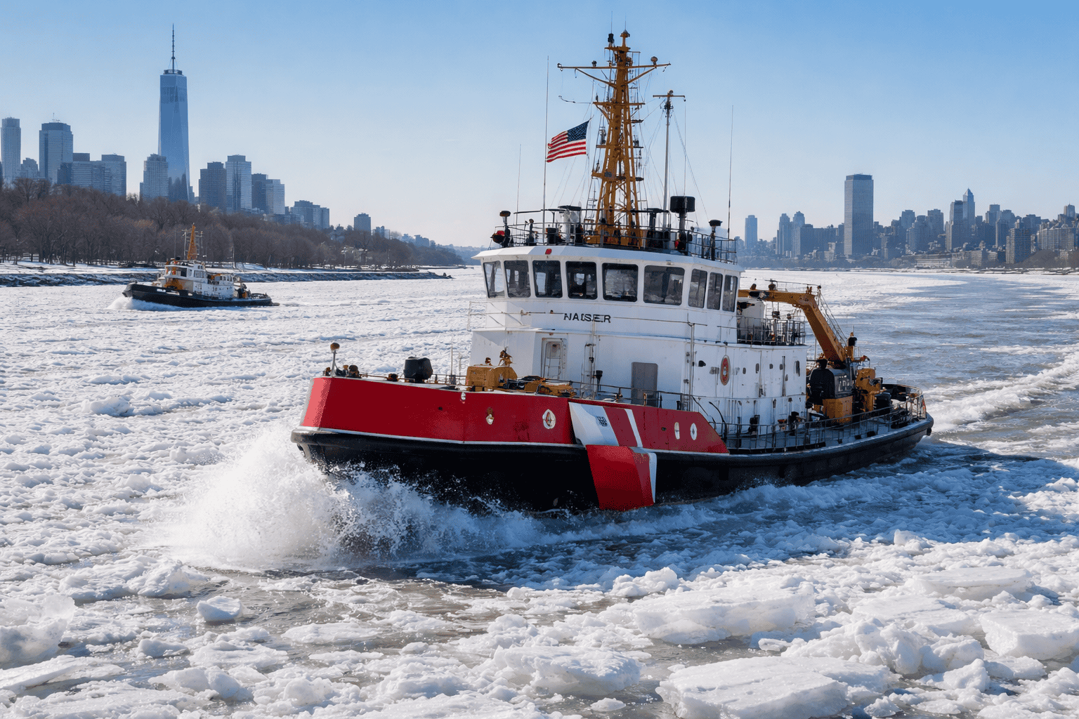 Coast Guard Conducts Daily Icebreaking Mission to Keep Hudson River Ferries Running