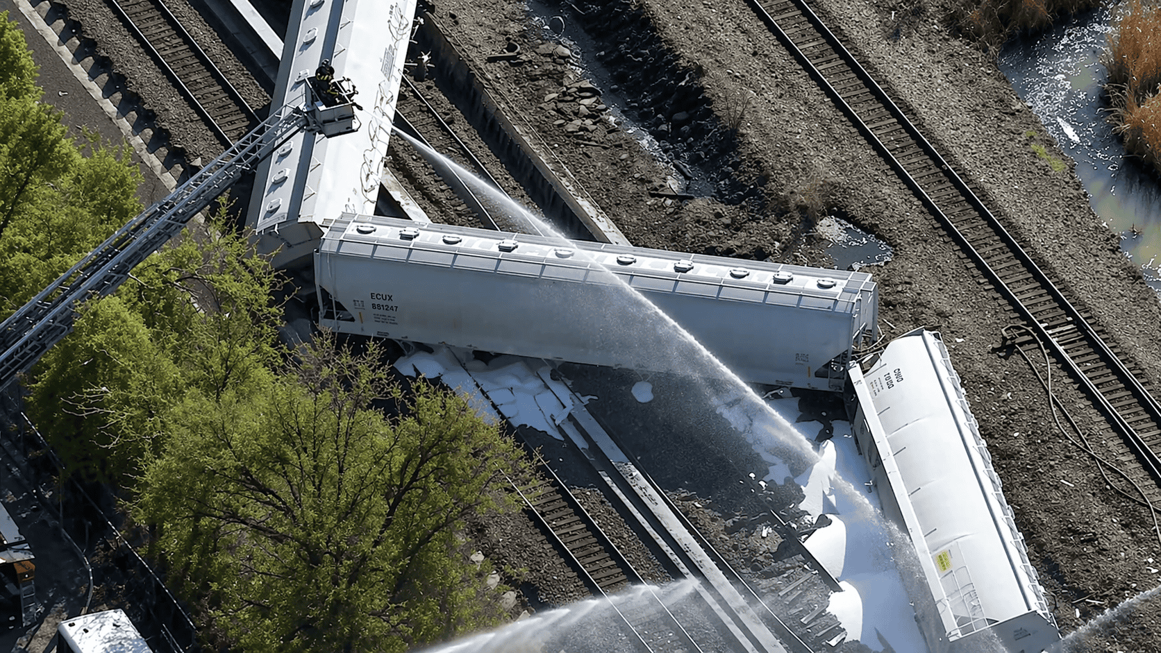 CSX Freight Train Derails in North Bergen, N.J.
